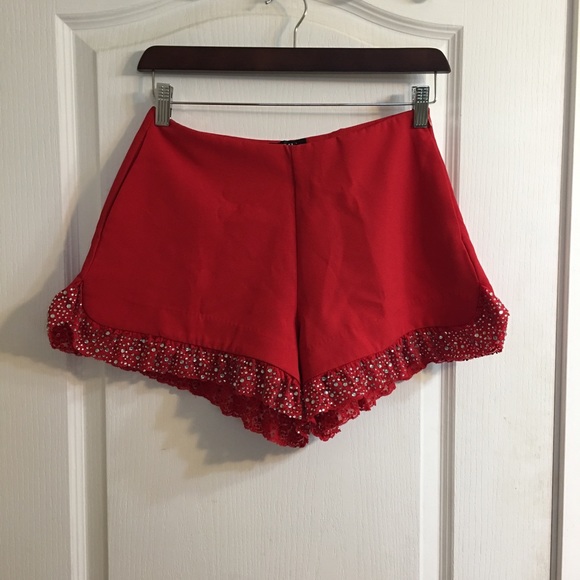 A size small pair of red shorts with rhinestones - Picture 4 of 8
